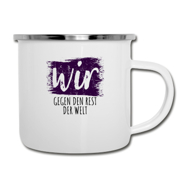 Partnerlook Emaille Tasse - Wir gemeinsam gegen die Welt | Partnerlook