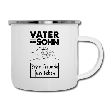 Partnerlook Emaille Tasse - Vatertag - Vater und Sohn Partnerlook