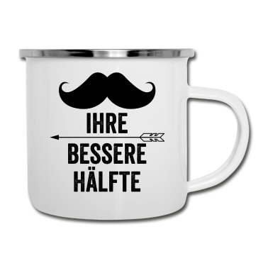 Partnerlook Emaille Tasse - Bessere Hälfte | Bart | Partnerlook