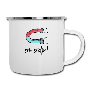 Partnerlook Emaille Tasse - Sein Südpol | Magnet | Partnerlook | schwarz