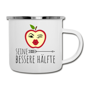 Partnerlook Emaille Tasse - Bessere Hälfte | Apfel | Partnerlook