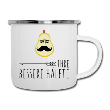Partnerlook Emaille Tasse - Bessere Hälfte | Birne | Partnerlook