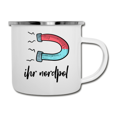 Partnerlook Emaille Tasse - Ihr Nordpol | Magnet | Partnerlook | schwarz
