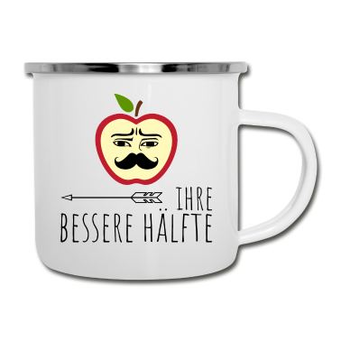 Partnerlook Emaille Tasse - Bessere Hälfte | Apfel | Partnerlook