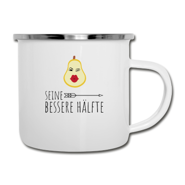Partnerlook Emaille Tasse - Bessere Hälfte | Birne | Partnerlook