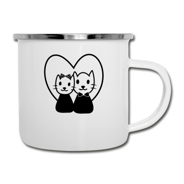Partnerlook Emaille Tasse - CAT IN LOVE Paare Partnerlook