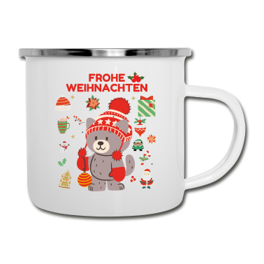 Partnerlook Emaille Tasse - FROHE WEIHNACHTEN- Partnerlook - Bär