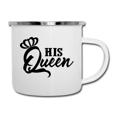 Partnerlook Emaille Tasse - His Queen Pärchen Partnerlook