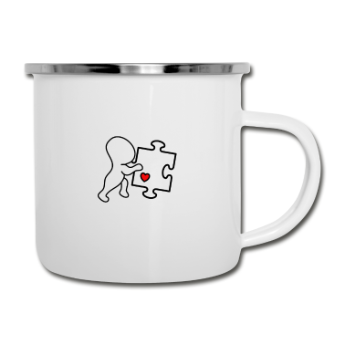 Partnerlook Emaille Tasse - Partnerlook Valentinstag Puzzleteil Herz Liebe
