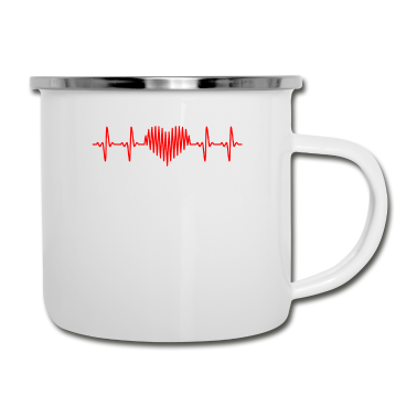 Partnerlook Emaille Tasse - Herzschlag Partnerlook - Valentinstag Geschenk