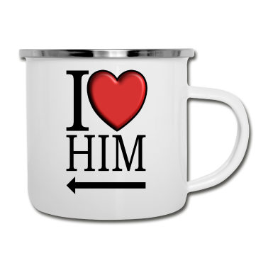 Partnerlook Emaille Tasse - I love him Partnerlook