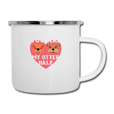 Partnerlook Emaille Tasse - Otter Liebespaar Partnerlook Valentinsgeschenk