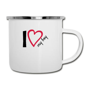Partnerlook Emaille Tasse - I love my boy Partnerlook