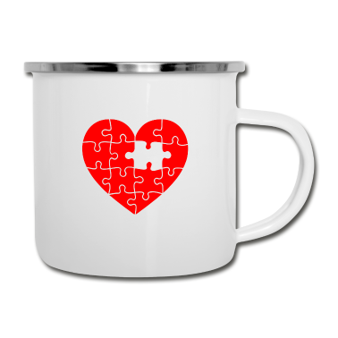 Partnerlook Emaille Tasse - Partnerlook Herz Puzzle Boyfriend Girlfriend