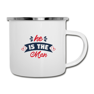 Partnerlook Emaille Tasse - He is the man - Partnerlook