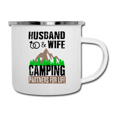 Partnerlook Emaille Tasse - Ehemann und Ehefrau Camping Partnerlook
