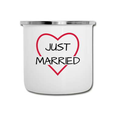 Partnerlook Emaille Tasse - Just married Herz Hochzeit Partnerlook