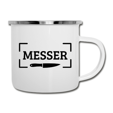 Partnerlook Emaille Tasse - Valentinstag Partnerlook - MESSERSCHARF - Messer