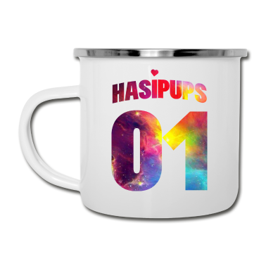 Partnerlook Emaille Tasse - Partnerlook No. 1 (Hasipups) - Farbe/colour