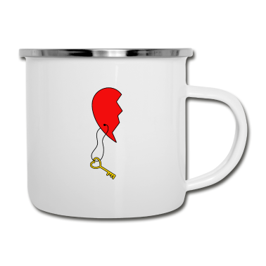 Partnerlook Emaille Tasse - Partnerlook Herz Schloss Schlüssel Liebe Valentin