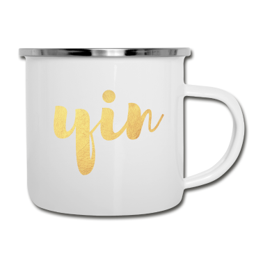 Partnerlook Emaille Tasse - Yin (Yin und Yang) Gold Yoga Partnerlook