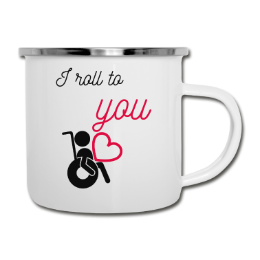 Partnerlook Emaille Tasse - Rollstuhl Valentinstag Partnerlook