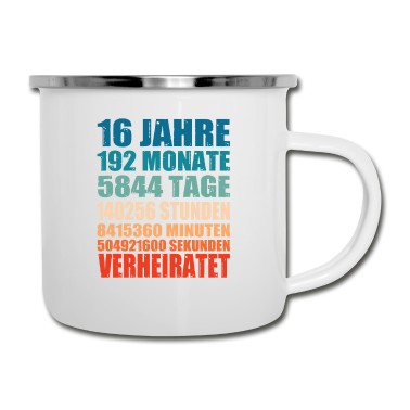 Partnerlook Emaille Tasse - 16 Jahre Verheiratet Hochzeit Partnerlook Geschenk