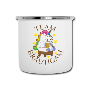 Partnerlook Emaille Tasse - Team Bräutigam Einhorn Partnerlook Ehemann Lustig