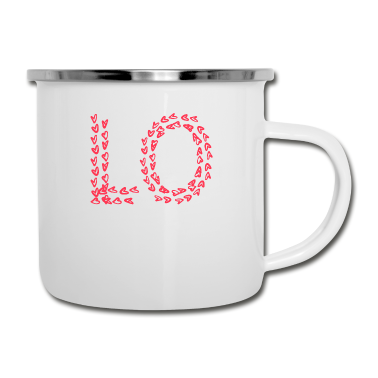 Partnerlook Emaille Tasse - LO kommt von LO/VE - Paarshirts - Partnerlook