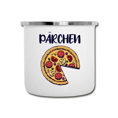 Partnerlook Emaille Tasse - Partnerlook | Pizza Pärchen Paar Verliebt Lustig