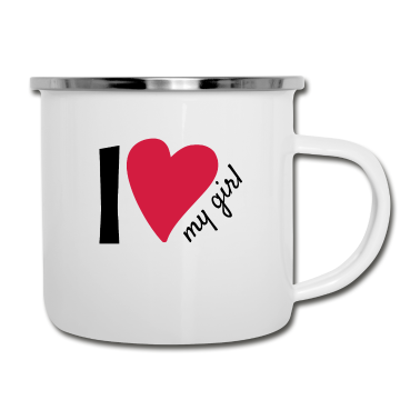 Partnerlook Emaille Tasse - I love my girl partnershirt Partnerlook