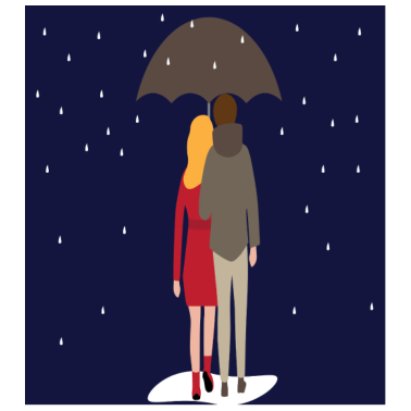 Motiv couplerain Paerchen im Regen unterm Schirm Liebe