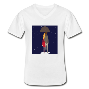 Pärchen T-Shirt - couplerain Paerchen im Regen unterm Schirm Liebe