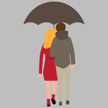 Motiv couple Paerchen verliebt unter Schirm 3 381