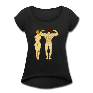 Pärchen T-Shirt - paar paerchen liebe frau nackt muskeln muckis koer