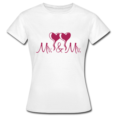 Pärchen T-Shirt - Hochzeit 2 Mr Schwul Paar verliebt Herzen Paerche