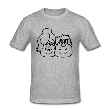 Pärchen T-Shirt - gesichter mann paar paerchen liebe verliebt frau m