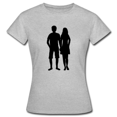 Pärchen T-Shirt - silhouette paerchen 2 freunde team paar liebe verl