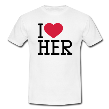 Pärchen T-Shirt - I Love Her Lesbisch Freundin Freund Paerchen Hochz