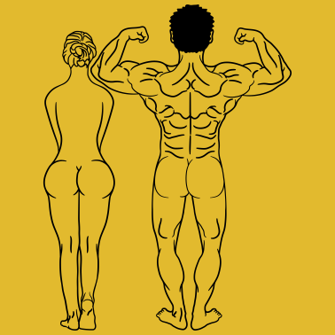 Motiv frau paar paerchen liebe nackt muskeln muckis koer