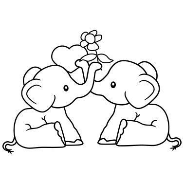 Motiv 2 elefanten liebe herz paar paerchen verliebt blum