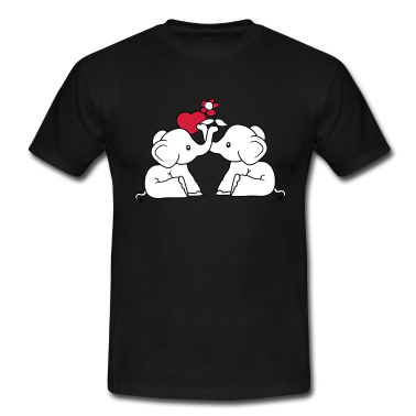 Pärchen T-Shirt - liebe herz paar paerchen verliebt elefant blume ha