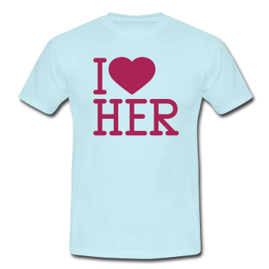 Pärchen T-Shirt - Pink I Love Her Lesbisch Freundin Freund Paerchen