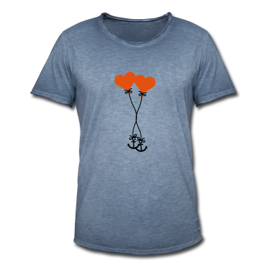 Pärchen T-Shirt - 2 paar paerchen verliebt anker herz luftballon fli