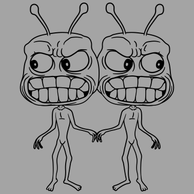 Motiv boese 2 freunde paar paerchen team alien monster a