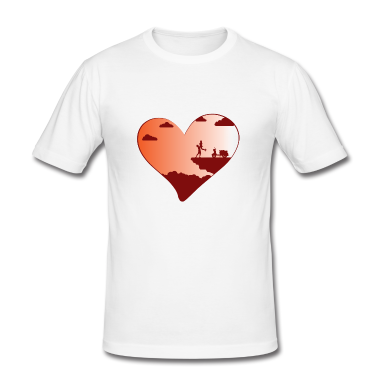 Pärchen T-Shirt - Amor LGBT Sonnenuntergang Flirt Herz