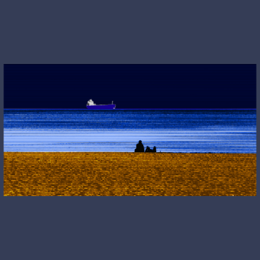 Motiv Strand Schiff Paerchen breit