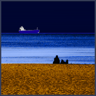 Motiv Strand Schiff Paerchen quadratisch