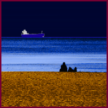 Motiv Strand Schiff Paerchen quadratisch