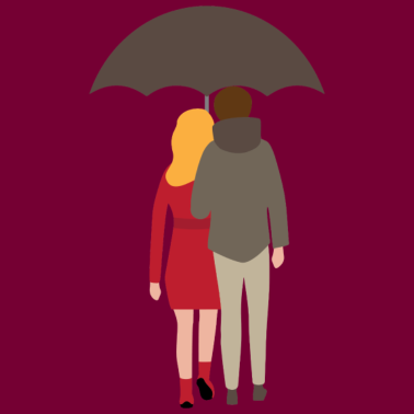 Motiv couple Paerchen verliebt unter Schirm 3 381